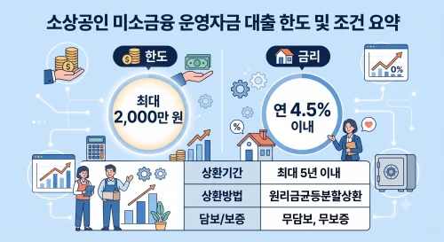 미소금융 운영자금 대출 한도 2천만원 금리 4.5% 조건 정리